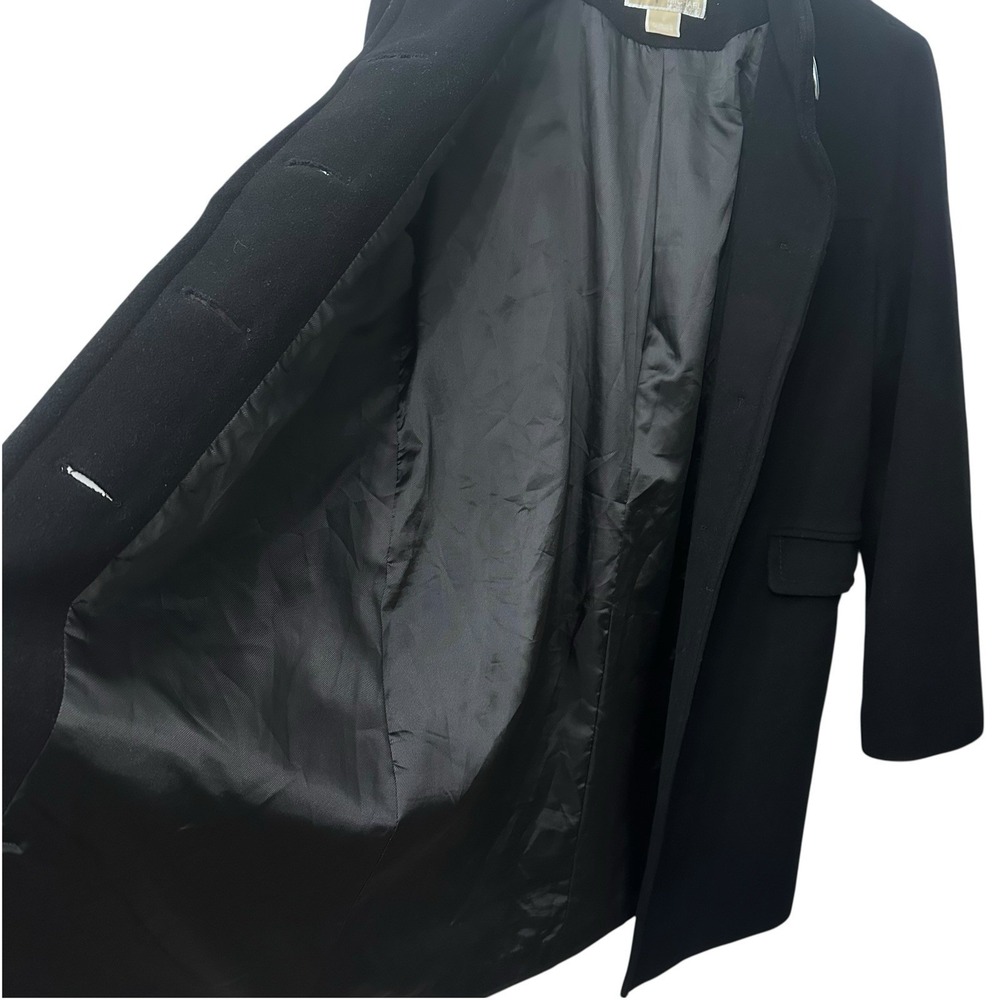 Michael Kors Women's Lambswool Black Pea Coat Pockets Size 10 Stand Collar Lined - Picture 5 of 10